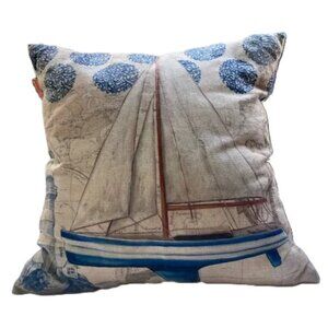 Nautical Sailboat Decorative Accent Throw Pillow 17 x 17 inches